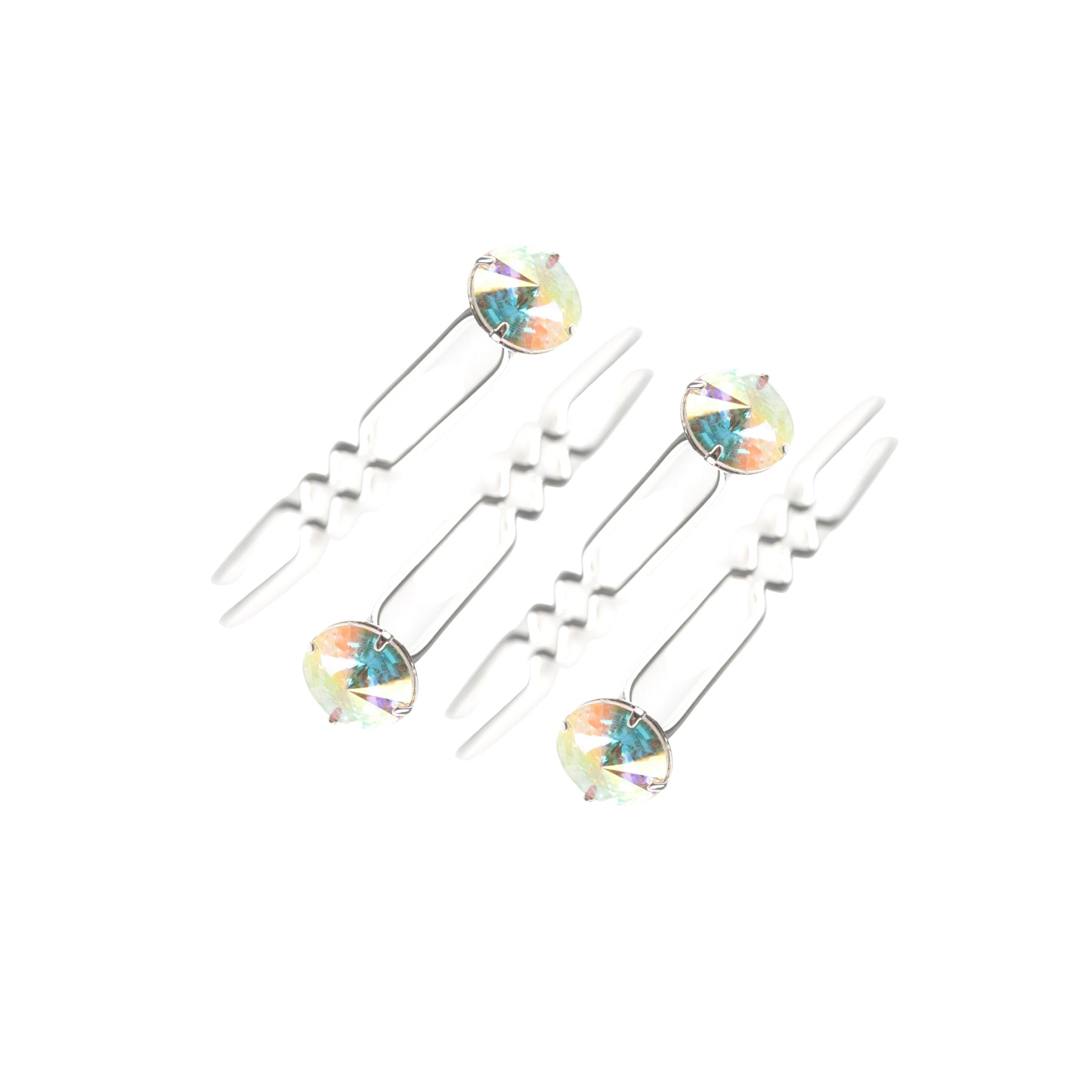 11mm Bun Pins - Rhinestone Solitaire - 4-pack