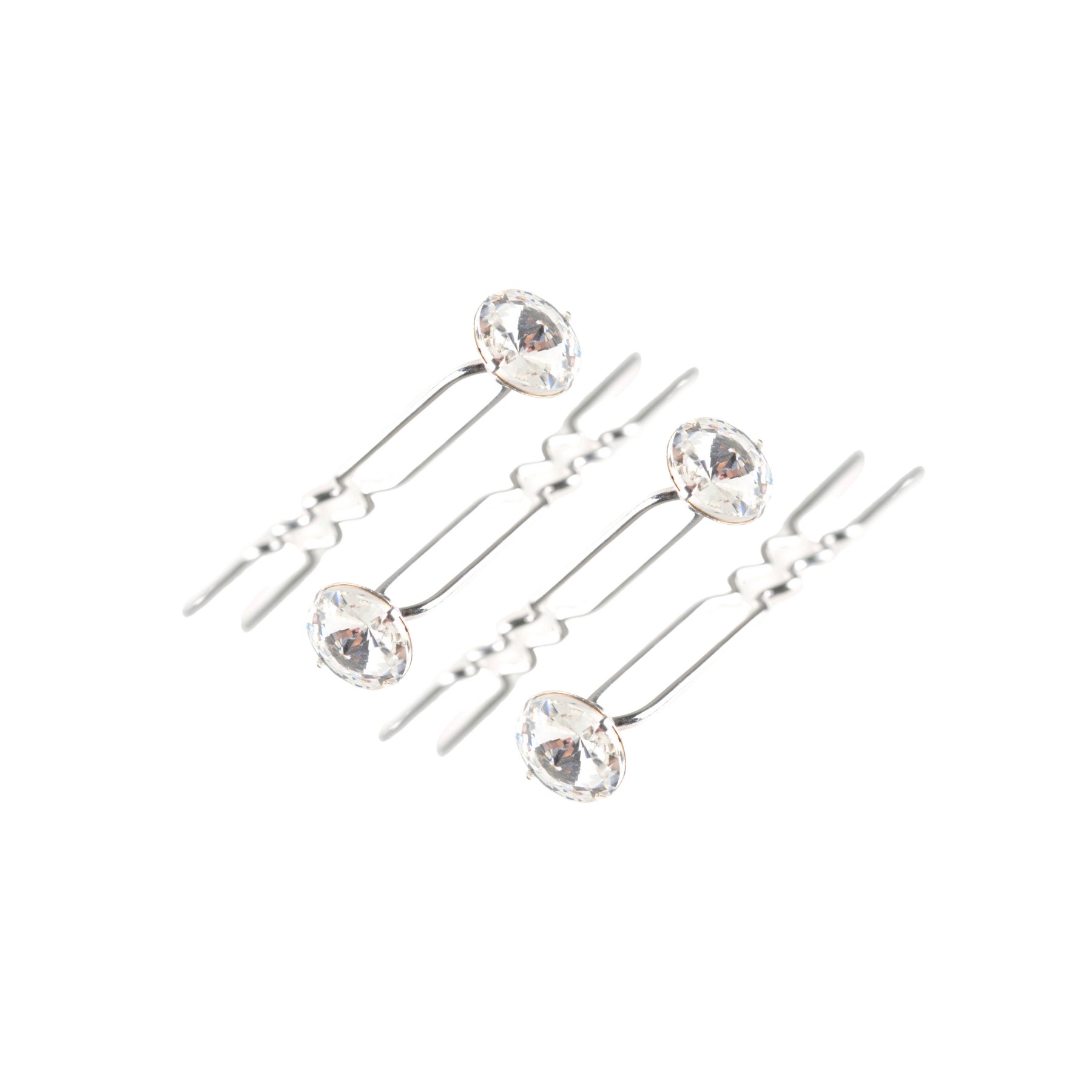 11mm Bun Pins - Rhinestone Solitaire - 4-pack