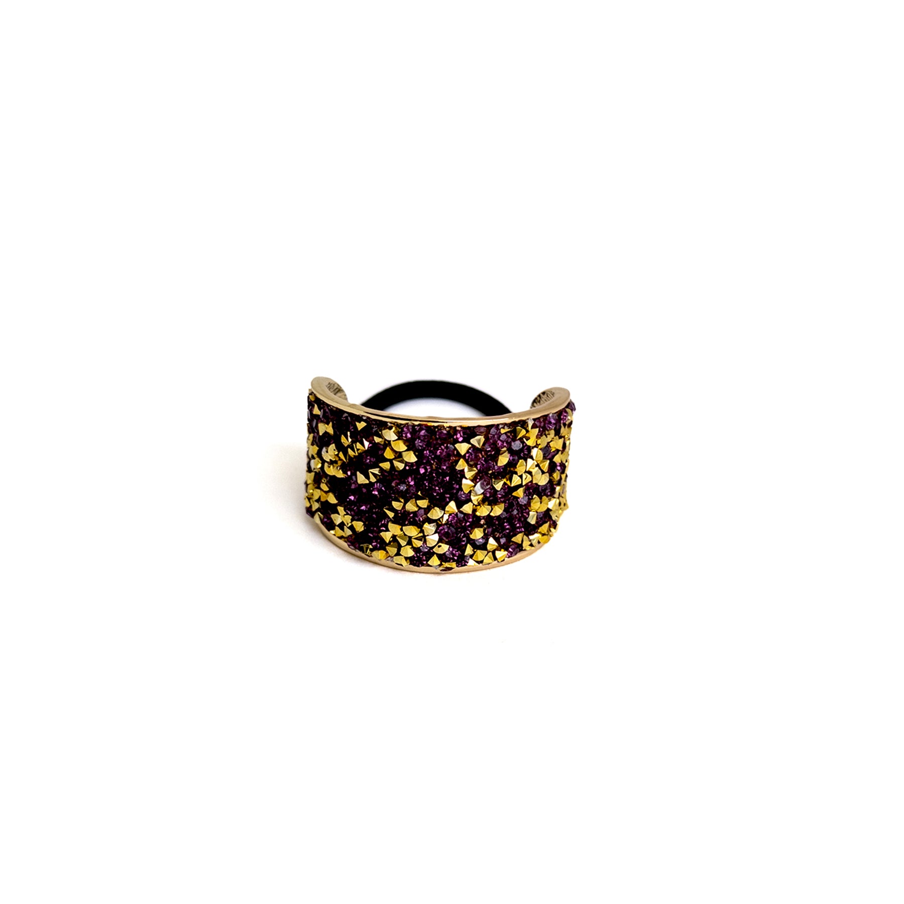 Rhinestone Encrusted Gold Metal Ponytail Cuff