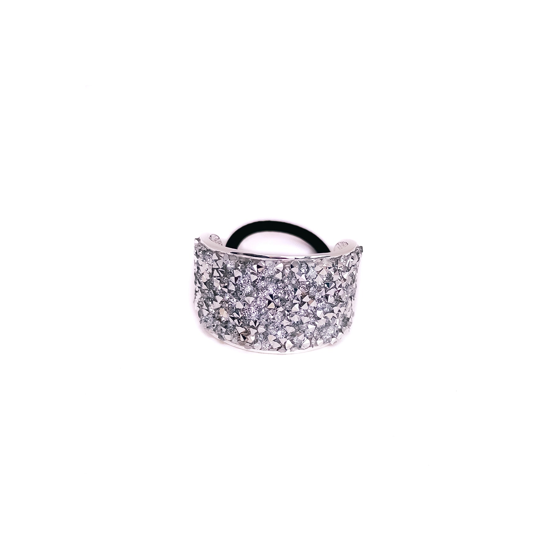 Rhinestone Encrusted Silver Metal Ponytail Cuff