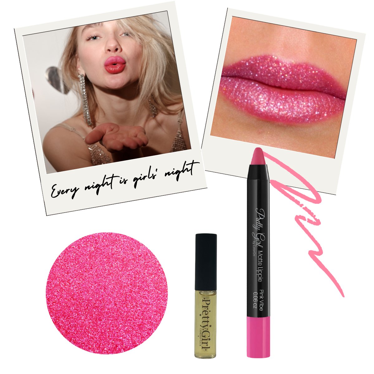 Pink Glitter Lip Kit