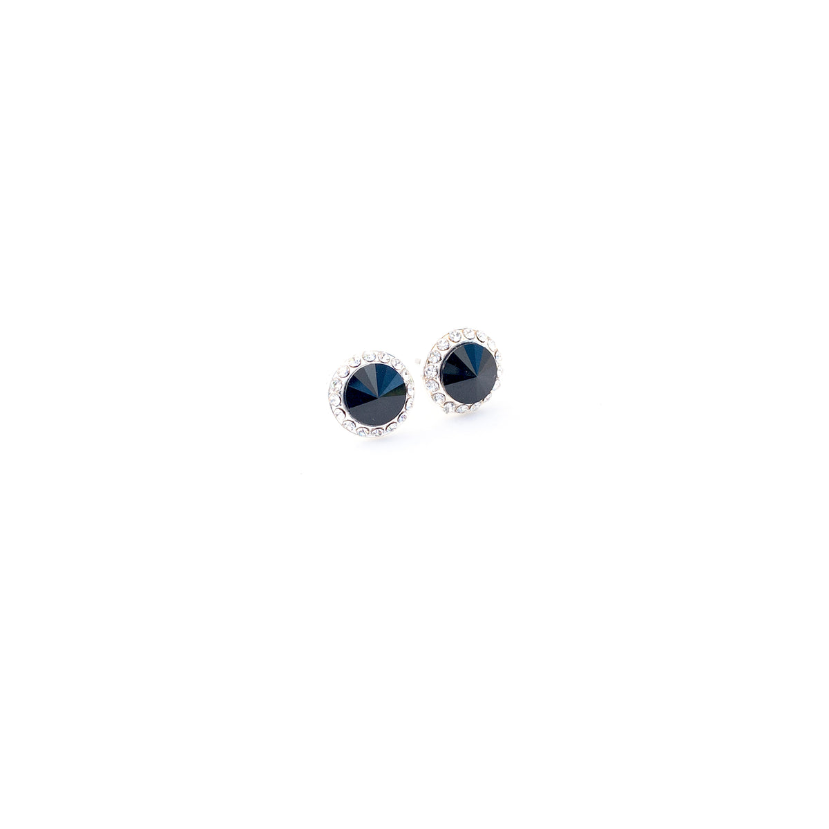 10mm Celestial Button Earrings - Black/Silver