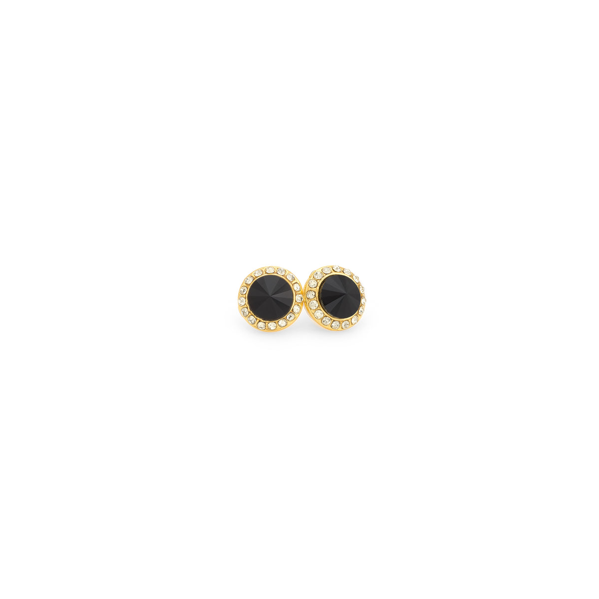 10mm Celestial Button Earrings - Black/Silver Gold Plate