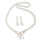 Bowtie Pearl Necklace & Earrings Set