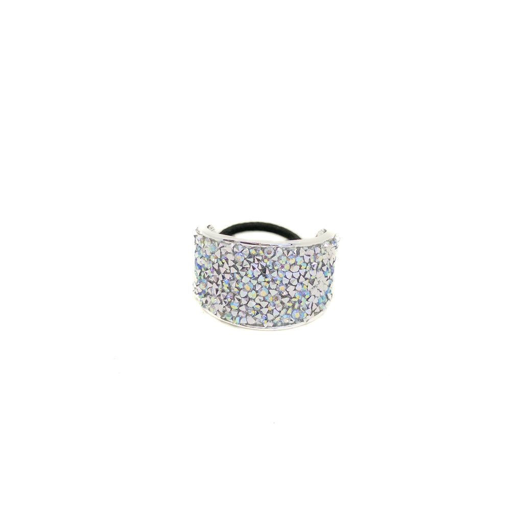 Rhinestone Encrusted Silver Metal Ponytail Cuff