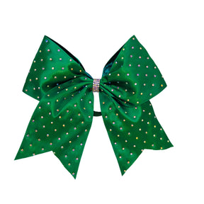 8" Satin Gem Glitter Bows w/ Elastic Band & Pinch Clip