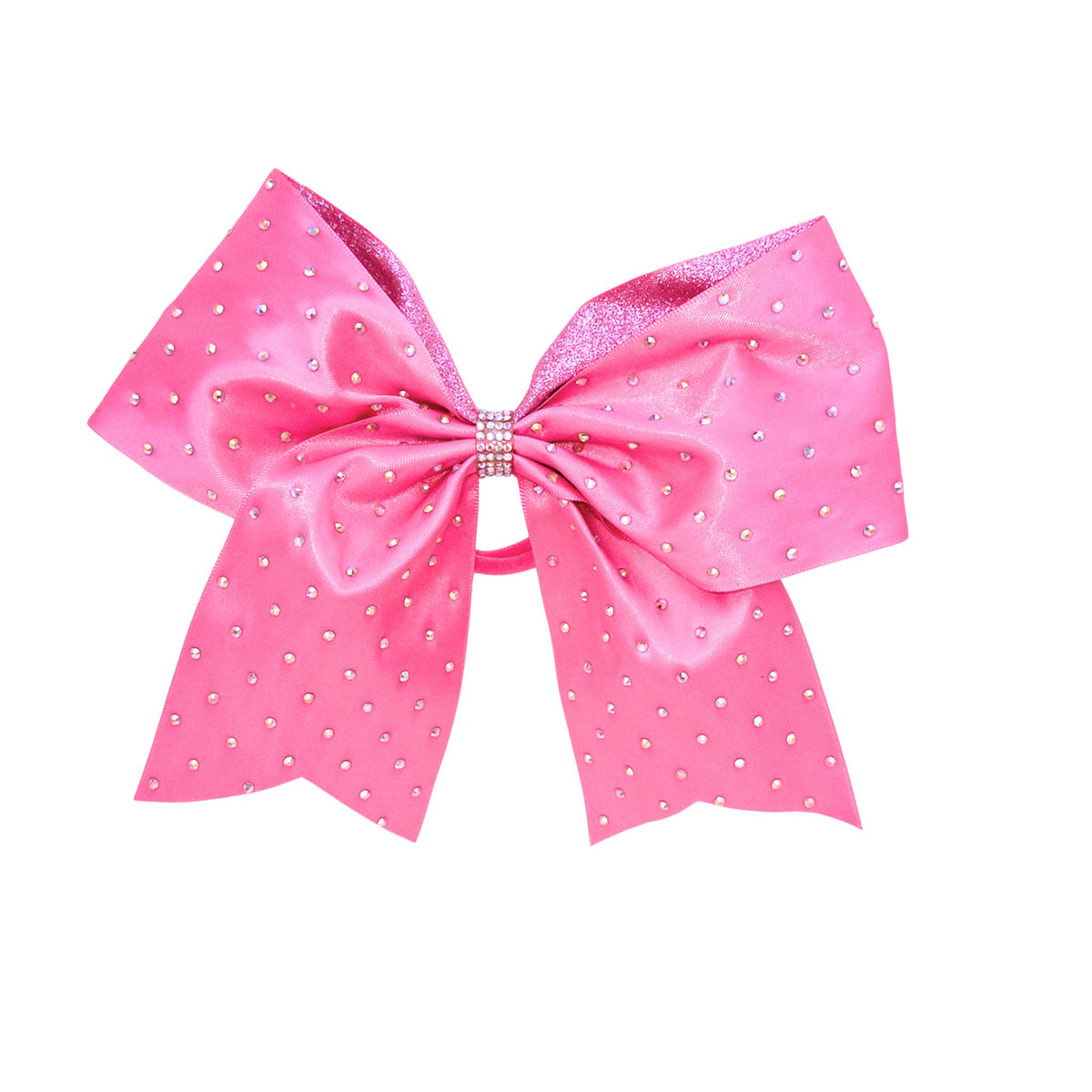 8" Satin Gem Glitter Bows w/ Elastic Band & Pinch Clip