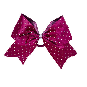 8" Satin Gem Glitter Bows w/ Elastic Band & Pinch Clip