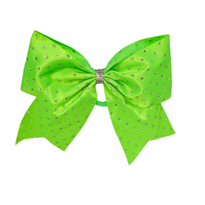 8" Satin Gem Glitter Bows w/ Elastic Band & Pinch Clip