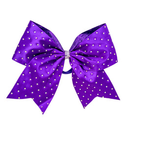 8" Satin Gem Glitter Bows w/ Elastic Band & Pinch Clip