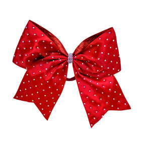 8" Satin Gem Glitter Bows w/ Elastic Band & Pinch Clip