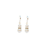 Double Drop Pearl & Rhinestone Earrings