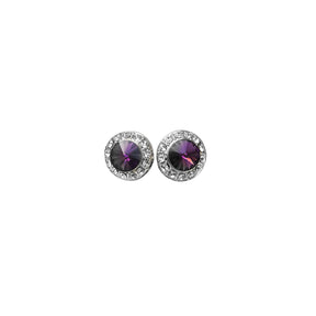 18mm Celestial Button Color Earrings - Silver Plate